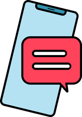 Sticker - Online Chatting or Mobile Message icon in red and blue color.