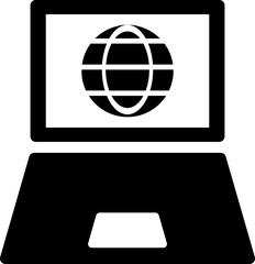 Canvas Print - Laptop internet connection icon in b&w color. 