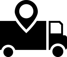 Poster - Delivery truck tracking or lorry location icon. B&W.