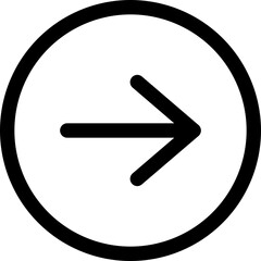 Sticker - Right arrow or forward icon in line art.