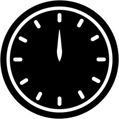 Sticker - B&W clock icon in flat style.