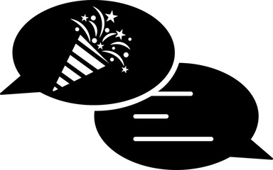 Sticker - Party message or comment icon in b&w color.