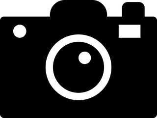 Sticker - Digital camera icon in flat style.