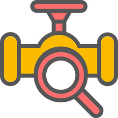 Poster - Checking main pipeline icon in red and yellow color.