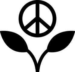 Sticker - Flat style peace plant icon in b&w color.