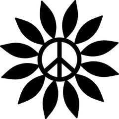 Sticker - Illustration of peace flower icon.