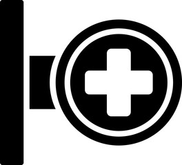 Canvas Print - Medical sign board glyph icon in flat style.