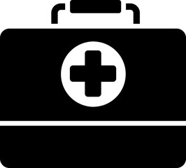 Wall Mural - First aid box icon in b&w color.