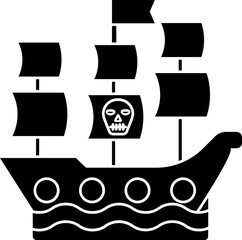 Sticker - Pirate ship icon in b&w color.