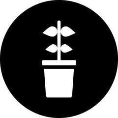 Sticker - B&W plant icon in flat style.