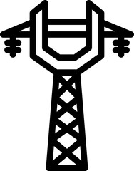 Sticker - Electric pylon icon in line art.