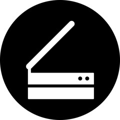 Sticker - B&W scanner icon in flat style.