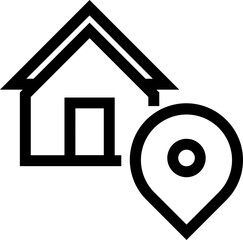 Poster - House location icon in line art.