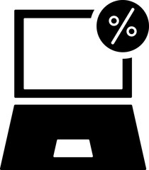 Poster - Flat style laptop sale discount icon. B&W.