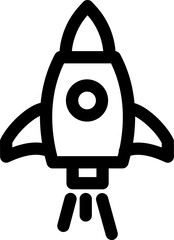 Poster - Line art rocket icon in flat style.