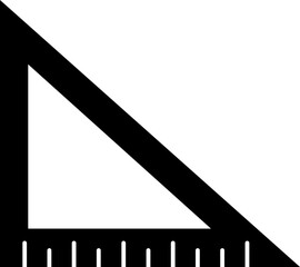 Wall Mural - Glyph icon of triangular ruler in b&w color.