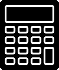 Poster - B&W illustration of calculator icon.