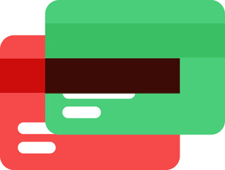 Poster - Credit or debit card icon in green and red color.