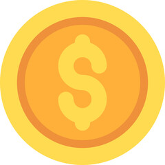 Sticker - Dollar coin icon in yellow color.