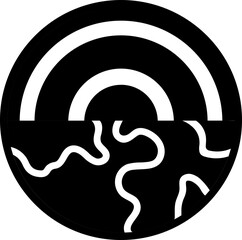 Sticker - B&W illustration of earth icon.