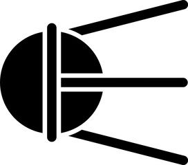 Canvas Print - Sputnik or satellite icon in b&w color.