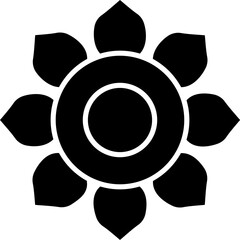 Poster - B&W flower icon in flat style.