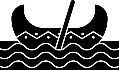 Wall Mural - Illustration of canoe icon in b&w color.