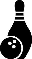 Sticker - Illustration of bowling icon in glyph style.