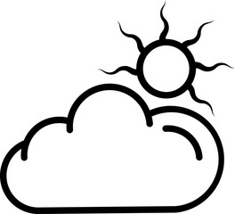 Wall Mural - Sun cloud icon in line art.