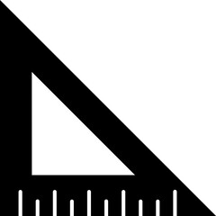 Sticker - Triangular ruler in b&w color. Glyph icon or symbol.