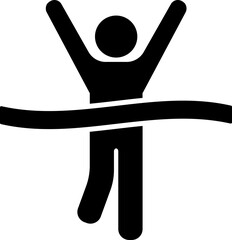 Poster - Man crossing finish line glyph icon.