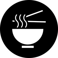 Poster - Noodles bowl glyph icon or symbol.