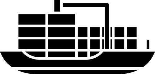 Sticker - Glyph illustration of cargo ship icon in flat style.