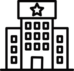 Canvas Print - Line art star building icon in flat style.