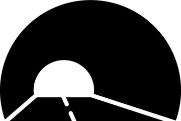 Sticker - Mountainside tunnel icon in b&w color.