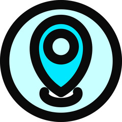 Poster - Location Pointer or Gps icon in blue and black color.