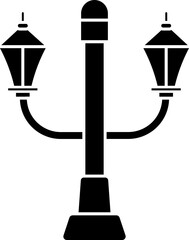 Sticker - B&W street lamp icon in flat style.