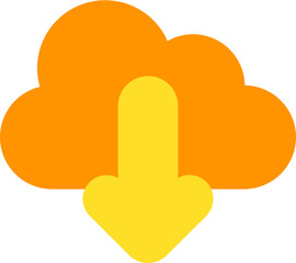 Canvas Print - cloud download icon in orange and yellow color.