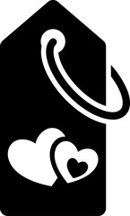 Sticker - Heart tag or label icon in b&w color.