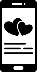 Poster - Heart symbol on smartphone glyph icon or symbol.