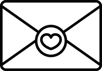 Sticker - Love letter or mail icon in line art.