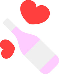 Wall Mural - Vector illustration of hearts with champagne bottle icon.