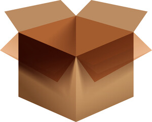 Poster - Open package or cardboard box in brown color.