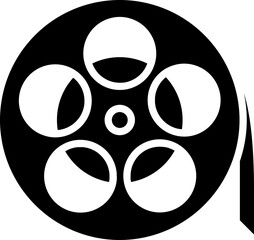 Sticker - Film reel icon in glyph style.