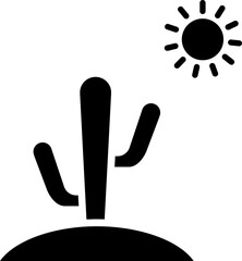 Poster - Sun with desert landscape icon or symbol.