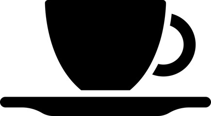 Sticker - Illustration of cup and plate glyph icon.