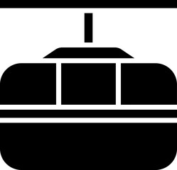 Poster - B&W illustration of cable car icon.