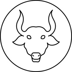 Sticker - Flat Style Taurus Zodiac Sign in Black Thin Line Art.