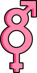 Poster - Creative 8 Number with Equal Gender Symbol icon in Pink color.