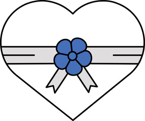 Wall Mural - Heart Shape Gift Box Icon In Blue And White Color.